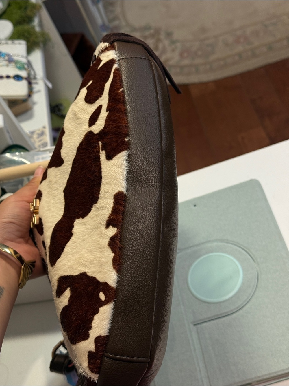Sam Edelman Leather Brown and White Cowhide Shoulder Bag - Picture 9 of 11